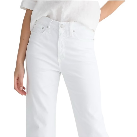 J Crew Slim Wide Leg Jean White Denim Raw Hem Womens Size 29 High Waist Slimming - Picture 2 of 16
